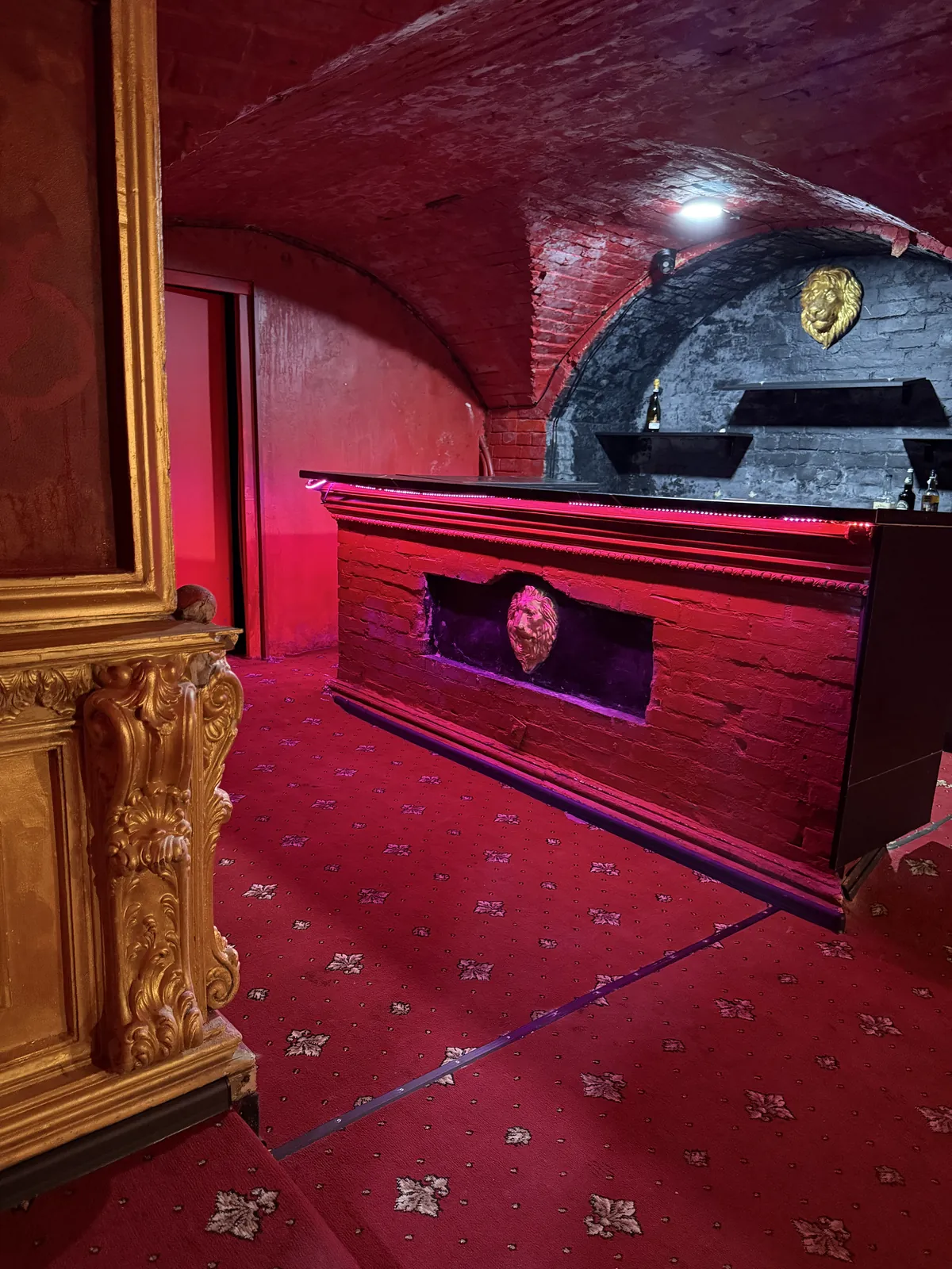 Інтер'єр кімнати відпочинку з цегляним склепінням у салоні Red Room